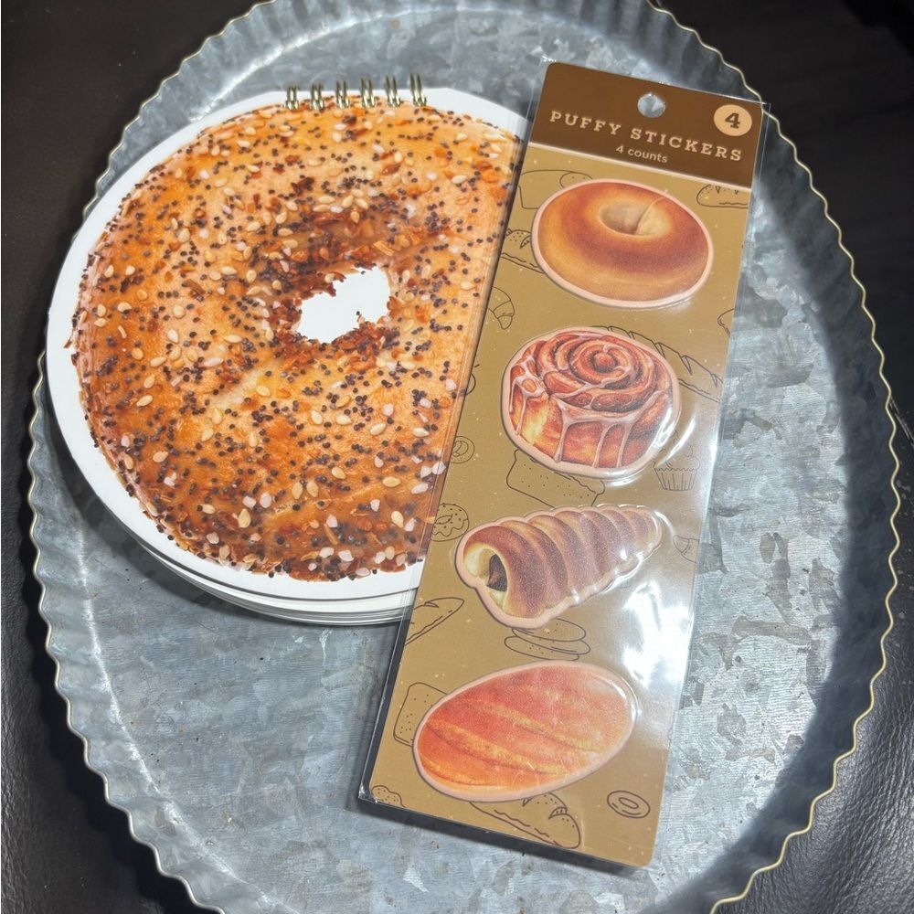 New Bakery-Themed Puffy Sticker Set & Bagel Notepad